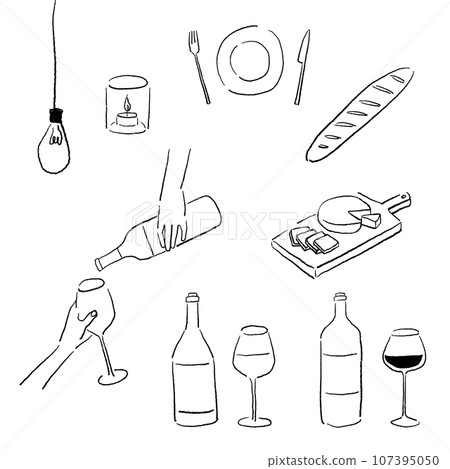 酒手繪線圖插圖集 107395050