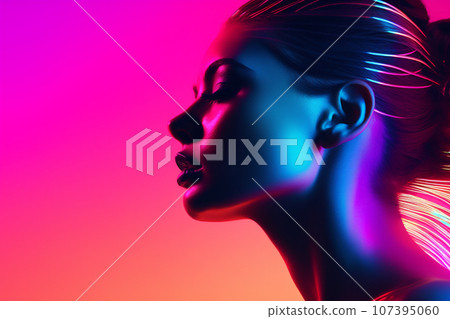 Neon girl portrait.  107395060
