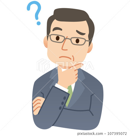 Thinking office worker, middle-aged man, businessman 107395072