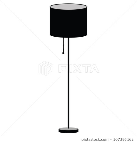 black standing lamp icon. floor lamp sign. Modern lamp symbol. flat style. 107395162