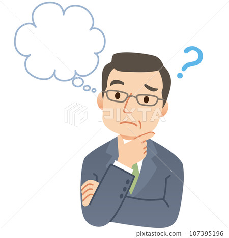 Thinking office worker, middle-aged man, businessman 107395196