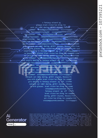 Futuristic AI prompt with humanoid head 107395221