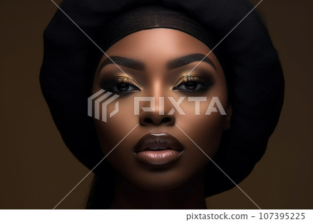 Black fashion model portrait 107395225
