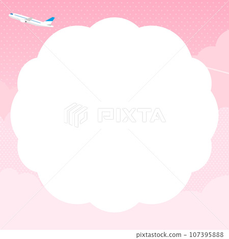 Airplane and pink clouds/sky frame/background material (square) Airplane and pink clouds/sky frame/background material (square) 107395888