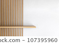 Empty wooden wall shelf on white background. 107395960