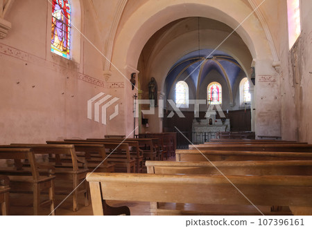 The interior of the old French church 107396161