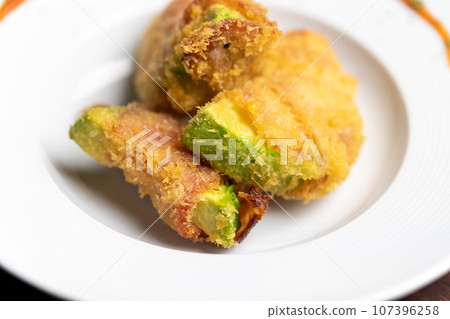 fried avocado and bacon fried avocado and bacon 107396258