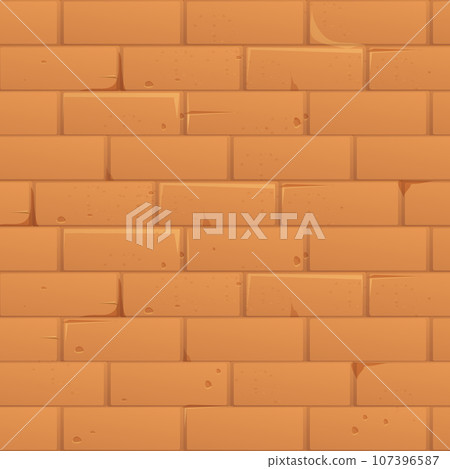 Stone wall from bricks, rock, game background medieval in cartoon style, seamless textured surface. Ui game asset, road or floor material 107396587
