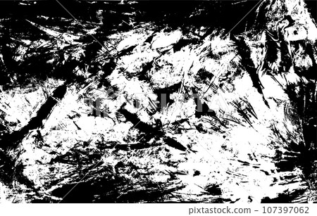 Distressed background overlay with vintage elements such as dirt, scratches, and old paper texture. Flat vector illustration isolated on white background. 107397062