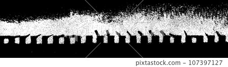 A torn paper edge and wall texture frame a vintage, black and white background. Flat vector illustration isolated 107397127
