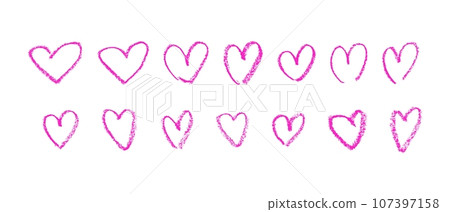 Hand drawn grunge pink heart. love brush and textured strokes. Flat vector illustration isolated on white background. Hand drawn grunge pink heart. love brush and textured strokes. Flat vector illustration isolated on white background. 107397158