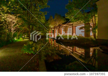 A view of the restaurant courtyard with a hint of autumn A view of the restaurant courtyard with a hint of autumn 107397391