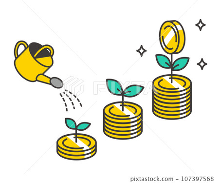 Vector illustration material of isometric icon of image of growing money / Savings / NISA / Investment / Stocks 107397568