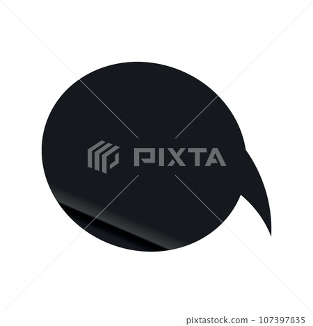 Text and speech in a black balloon for chat. Cloud icon, bubble doodle. Flat vector illustrations isolated in background. 107397835
