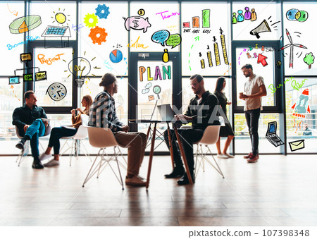 Business people that work together in office. Concept of teamwork and partnership 107398348