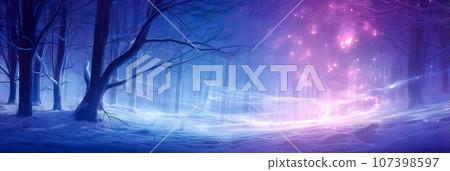 holiday background in a mystical winter forest, with ethereal lights, mythical creatures, and a hidden doorway to a magical world. Generative AI holiday background in a mystical winter forest, with ethereal lights, mythical creatures, and a hidden doorway to a magical world. Generative AI 107398597