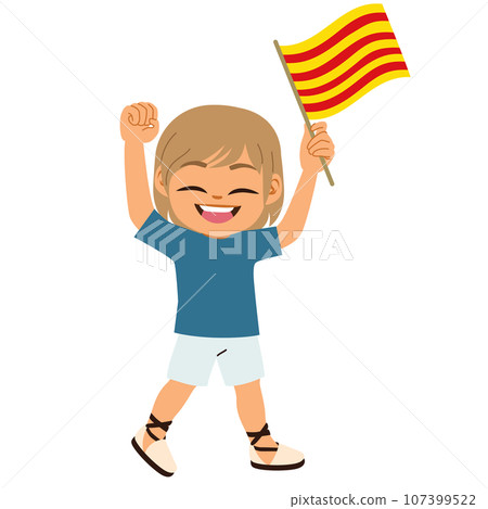 Happy Boy With Catalonia Flag 107399522