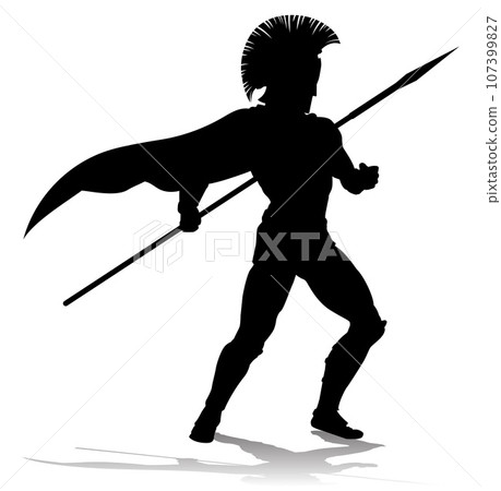 Spartan Silhouette Gladiator Trojan Greek Warrior 107399827