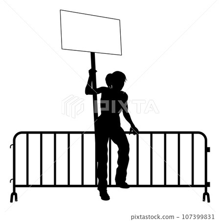 Protest Rally March Picket Sign Silhouette Person Protest Rally March Picket Sign Silhouette Person 107399831