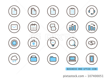 Simple business icon set blue icons 107400051