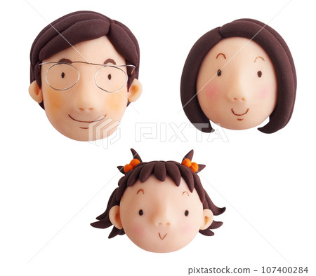 一家三口的笑容（3D黏土插畫） 107400284