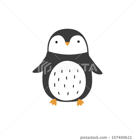 Cartoon Cute little penguin. Vector illustration. 107400622