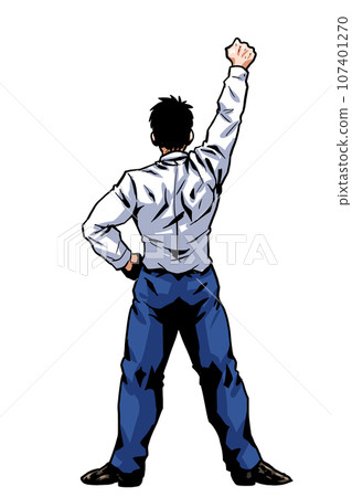 Businessman who plays guts pose Businessman who plays guts pose 107401270