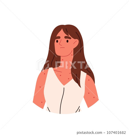 Sick Person Character Set. Woman with influenza and flu symptoms. Characters with fever, headache, and cold. Flat illustrations isolated on white background. Sick Person Character Set. Woman with influenza and flu symptoms. Characters with fever, headache, and cold. Flat illustrations isolated on white background. 107401682