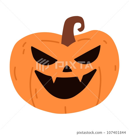 Cute Halloween Pumpkin Set. Smiling cartoon lantern faces. Helloween holiday characters in the shape of pumkin. Flat illustrations isolated on white background. Cute Halloween Pumpkin Set. Smiling cartoon lantern faces. Helloween holiday characters in the shape of pumkin. Flat illustrations isolated on white background. 107401844
