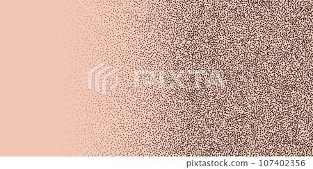 Stippled Black and White Gradient. Faded Dotwork Texture with Random Grunge Speckles. Monochrome Halftone Vector Background. 107402356