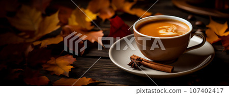 Cup of tasty pumpkin coffee Cup of tasty pumpkin coffee 107402417