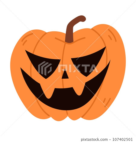 Cute Halloween Pumpkin Set. Smiling cartoon lantern faces. Helloween holiday characters in the shape of pumkin. Flat illustrations isolated on white background. Cute Halloween Pumpkin Set. Smiling cartoon lantern faces. Helloween holiday characters in the shape of pumkin. Flat illustrations isolated on white background. 107402501