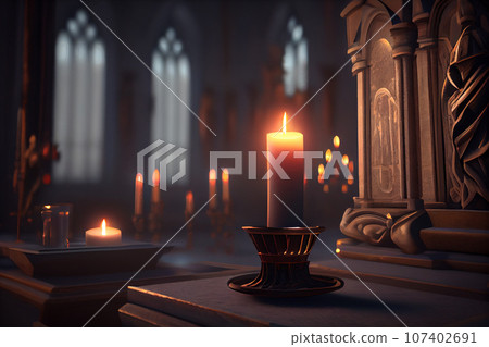 Lit candles in the temple Lit candles in the temple 107402691