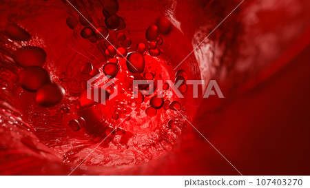Blood vessels which red objects or molecules move. Science and medicine concept or Abstract background. Blood vessels which red objects or molecules move. Science and medicine concept or Abstract background. 107403270