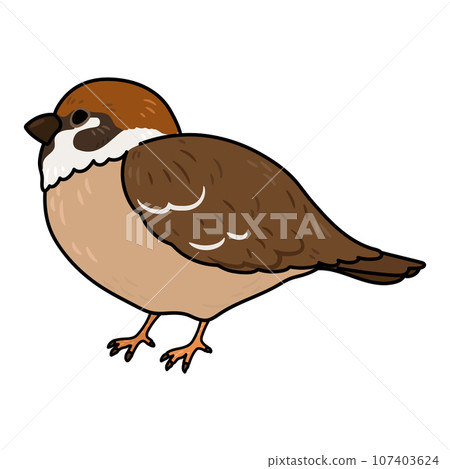 簡單可愛的手繪麻雀主線插畫 簡單可愛的手繪麻雀主線插畫 107403624