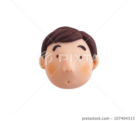 The face of a middle-aged man who is a little troubled (clay 3D illustration) 107404313