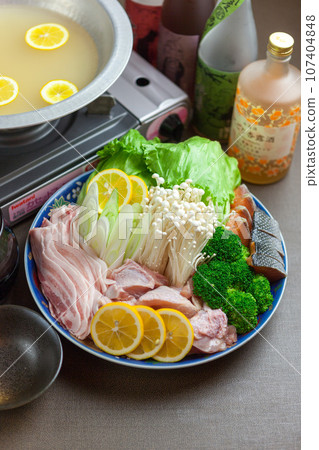 Pork and chicken lemon hotpot Pork and chicken lemon hotpot 107404848