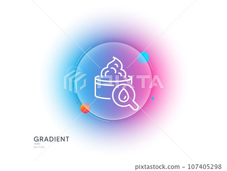 Moisturizing face cream line icon. Gradient blur button with glassmorphism. Skin care sign. Cosmetic lotion symbol. Transparent glass design. Moisturizing cream line icon. Vector Moisturizing face cream line icon. Gradient blur button with glassmorphism. Skin care sign. Cosmetic lotion symbol. Transparent glass design. Moisturizing cream line icon. Vector 107405298