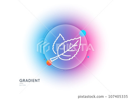 Leaves line icon. Gradient blur button with glassmorphism. Nature plant leaf sign. Environmental care symbol. Transparent glass design. Leaf line icon. Vector Leaves line icon. Gradient blur button with glassmorphism. Nature plant leaf sign. Environmental care symbol. Transparent glass design. Leaf line icon. Vector 107405335