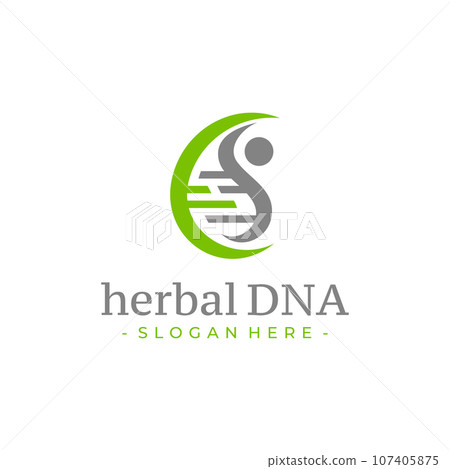 Human DNA leaf logo design vector. Health care symbol template. 107405875