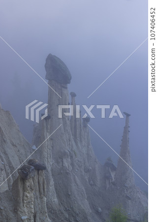 Earth pyramids of Platten (Erdpyramiden - Piramidi di Plata) near Percha and Bruneck,  South Tyrol, Italy 107406452