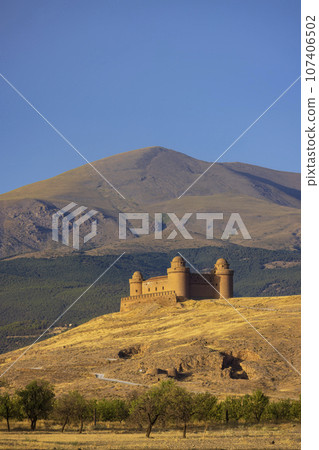 La Calahorra castle with Sierra Nevada, Andalusia, Spain 107406502