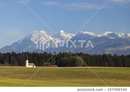Landscape with church near Kranj, Slovenia Landscape with church near Kranj, Slovenia 107406540