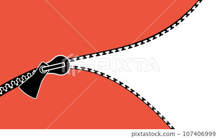 Zipper banner design. Open zip fastener and empty place for text or image. Closing and opening clasp, abstract clothing decent vector background Zipper banner design. Open zip fastener and empty place for text or image. Closing and opening clasp, abstract clothing decent vector background 107406999