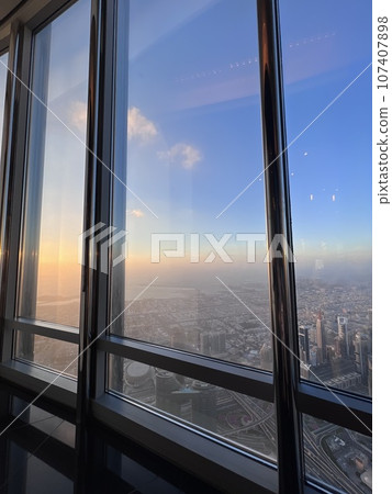 panorama view from the Top of burj khalifa in Dubai 107407898