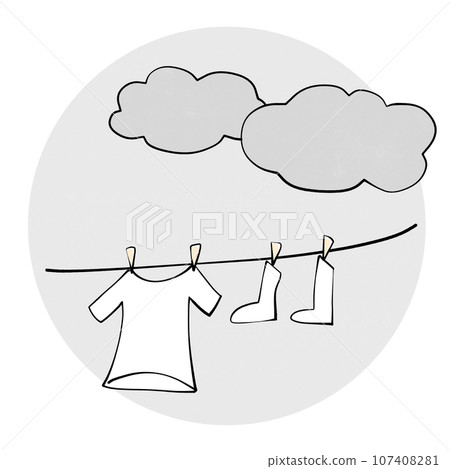 陰天晾衣服的插圖 107408281