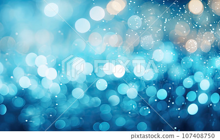 Mesmerizing array of twinkling blue bokeh lights. AI generative 107408750