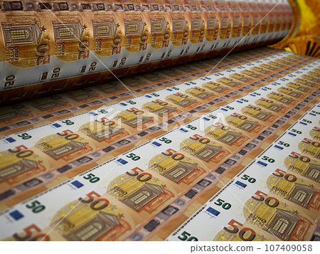 Printing press of euro banknotes 107409058