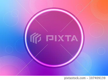 Abstract neon circle light line lens center gradient vivid vector background 107409139