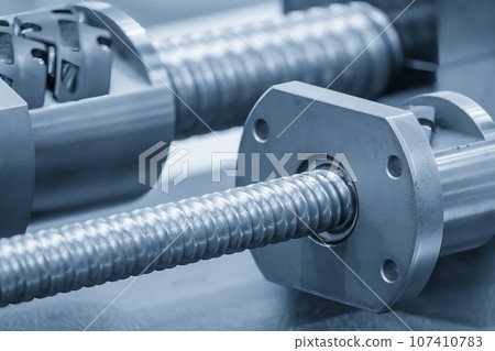 Closeup scene the spare parts lead ball screw set. Closeup scene the spare parts lead ball screw set. 107410783